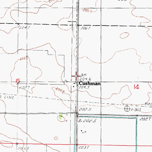 Topographic Map of Cushman, IL