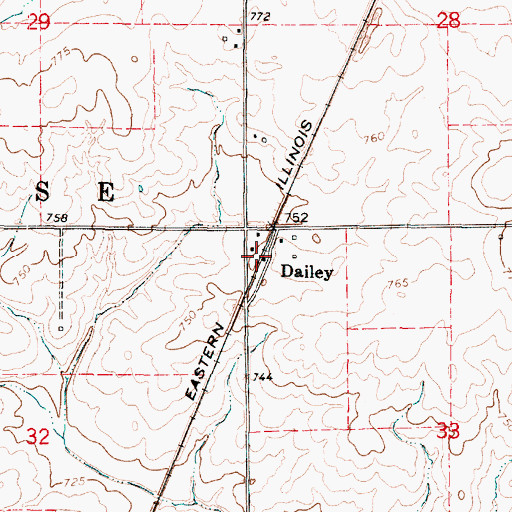 Topographic Map of Dailey, IL