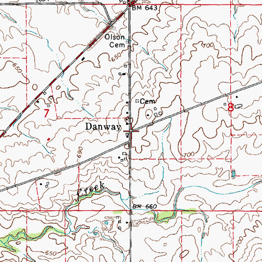 Topographic Map of Danway, IL