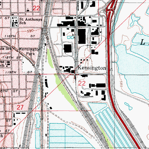 Topographic Map of Kensington, IL