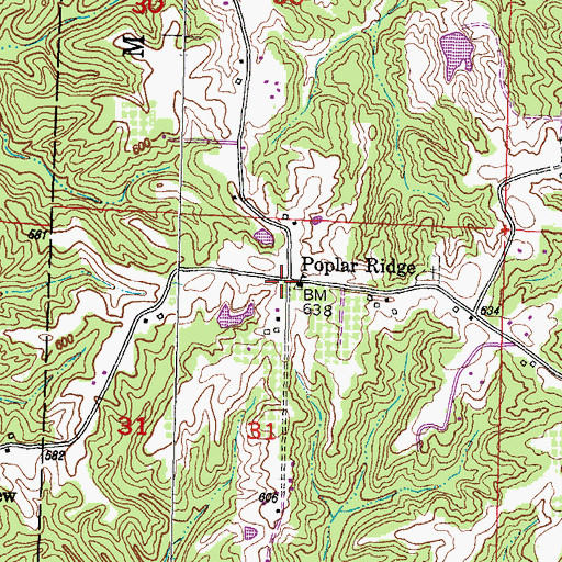 Topographic Map of Poplar Ridge, IL