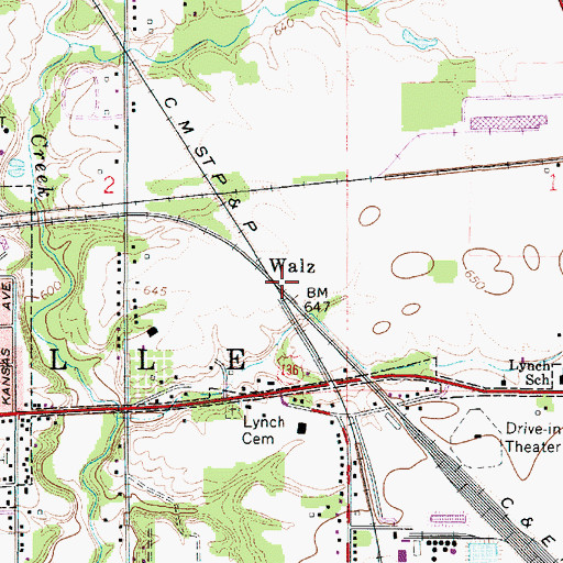 Topographic Map of Walz, IL