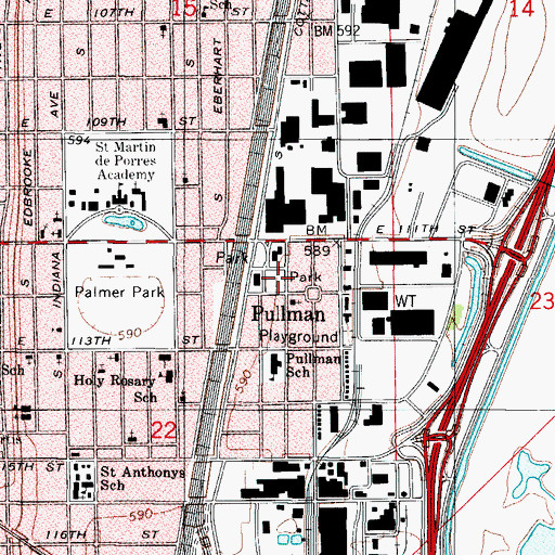 Topographic Map of Pullman Park, IL