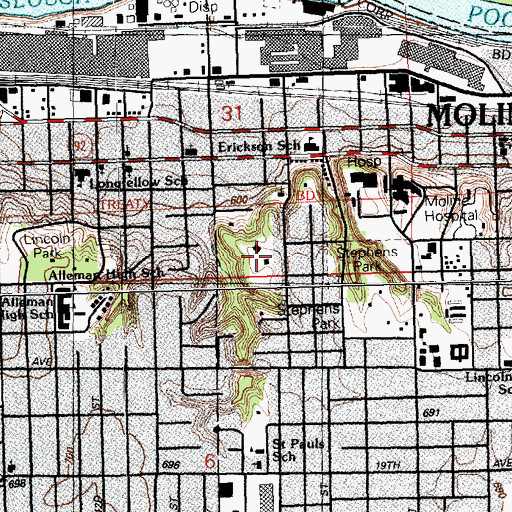 Topographic Map of Bethany Home (historical), IL