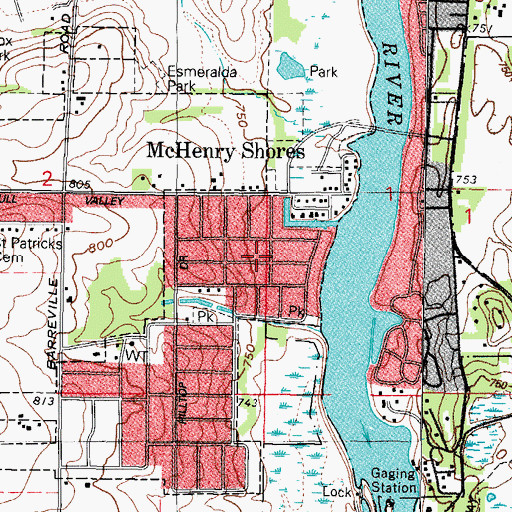 Topographic Map of McHenry Shores, IL