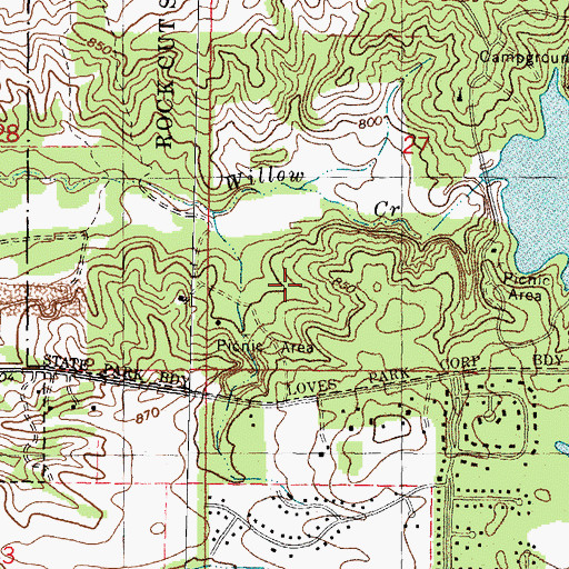 Topographic Map of Willow Creek Forest Preserve (historical), IL