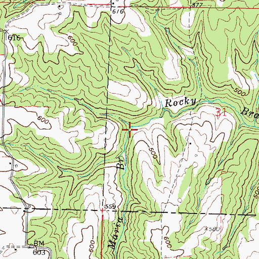 Topographic Map of Aunt Maria Branch, IL