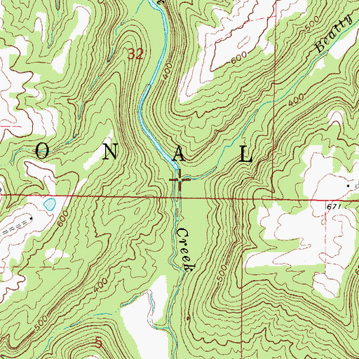 Topographic Map of Beatty Branch, IL