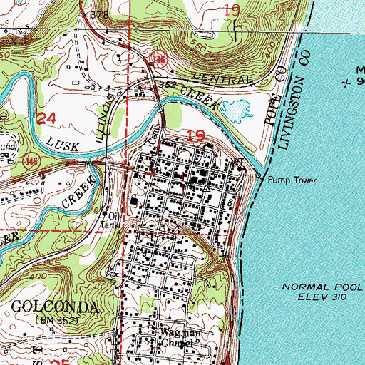 Topographic Map of Golconda, IL