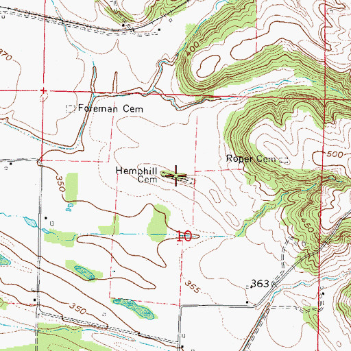 Topographic Map of Hemphill Cemetery, IL