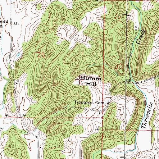 Topographic Map of Humm Hill, IL