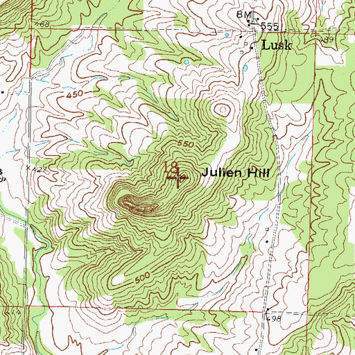 Topographic Map of Julien Hill, IL
