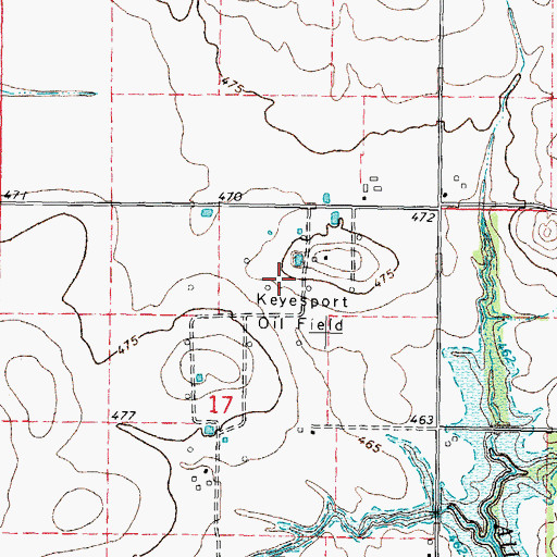 Topographic Map of Keyesport Oil Field, IL