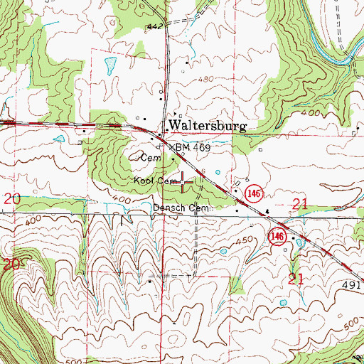 Topographic Map of Kool Cemetery, IL