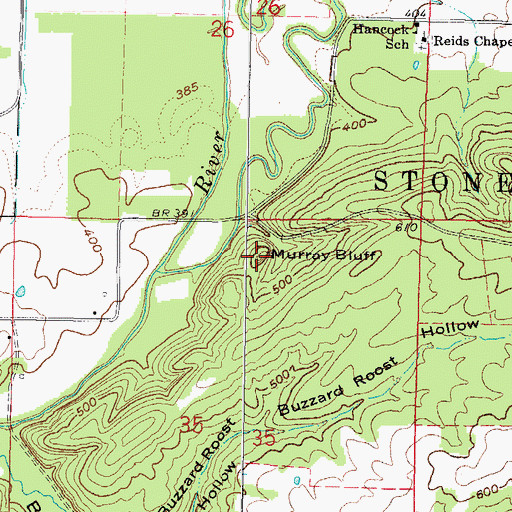 Topographic Map of Murray Bluff, IL