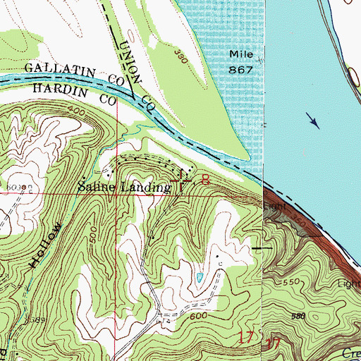 Topographic Map of Saline Landing, IL