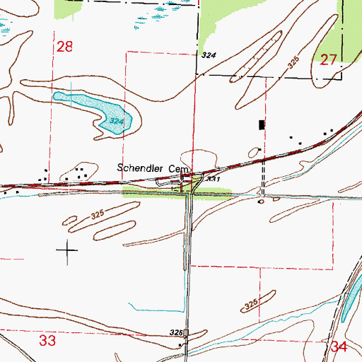 Topographic Map of Schendler Cemetery, IL