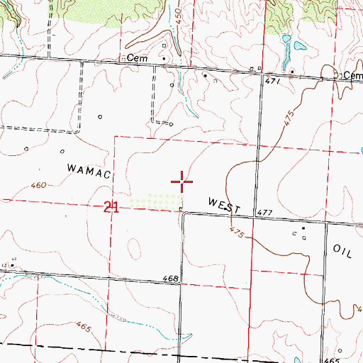 Topographic Map of Wamac West Oil Field, IL