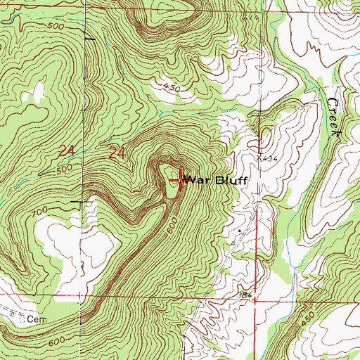 Topographic Map of War Bluff, IL
