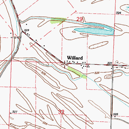 Topographic Map of Willard, IL