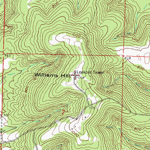 Topographic Map of Williams Hill, IL