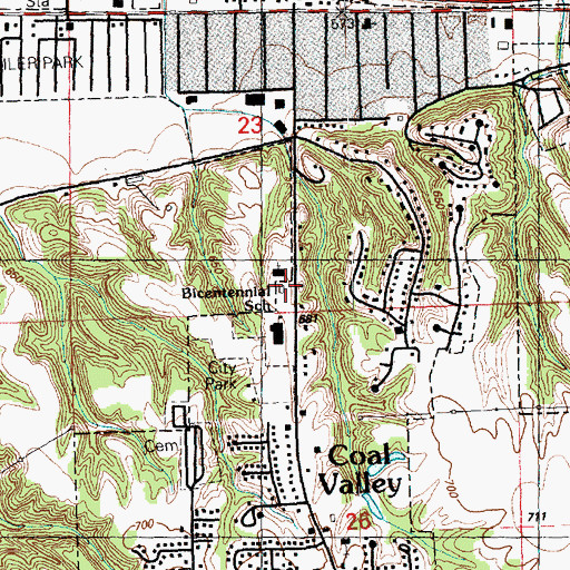 Topographic Map of Coal Valley Baptist Church, IL