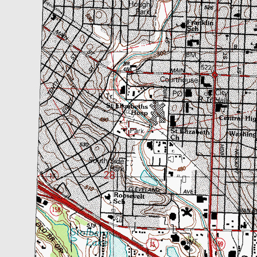 Topographic Map of Khoury League City Park, IL
