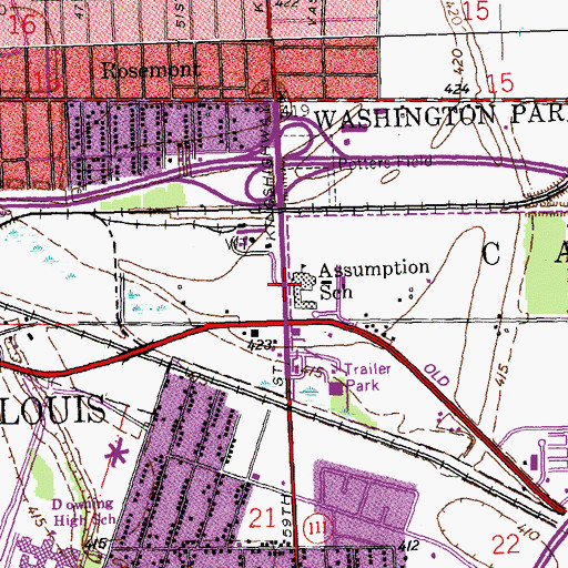 Topographic Map of Assumption School, IL