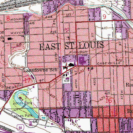 Topographic Map of Lansdowne Junior High School, IL
