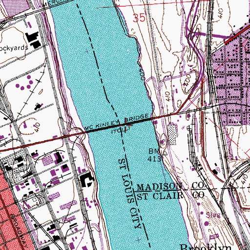 Topographic Map of McKinley Bridge, IL