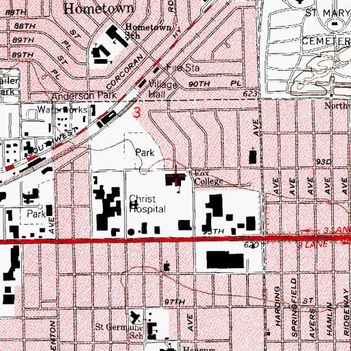 Topographic Map of Fox College, IL