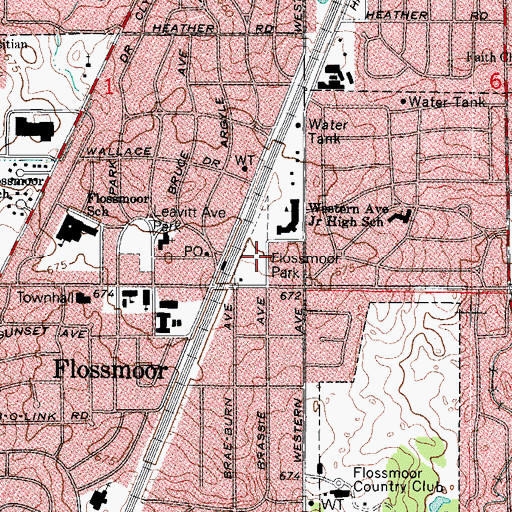 Topographic Map of Flossmoor Park, IL