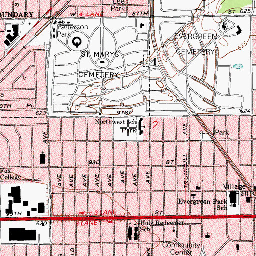 Topographic Map of Northwest Park, IL