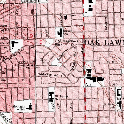 Topographic Map of Dillon Park, IL
