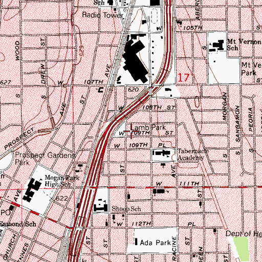 Topographic Map of Lamb Park, IL