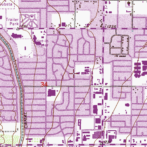 Topographic Map of Scottsdale Oak Plaza Shopping Center, AZ