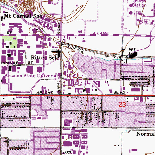 Topographic Map of Sin City, AZ