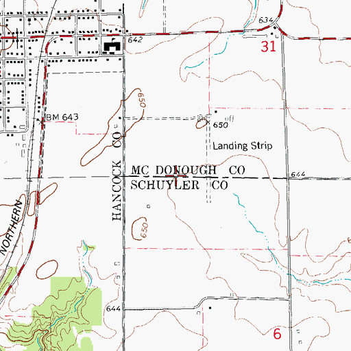 Topographic Map of Giles Griswold Airport (historical), IL