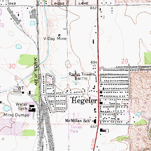 Topographic Map of WITY-AM (Danville), IL