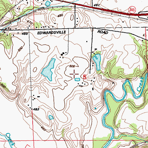 Topographic Map of WXJO-FM (Bethalto) (historical), MO