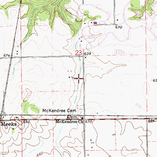 Topographic Map of Township of McKendree, IL