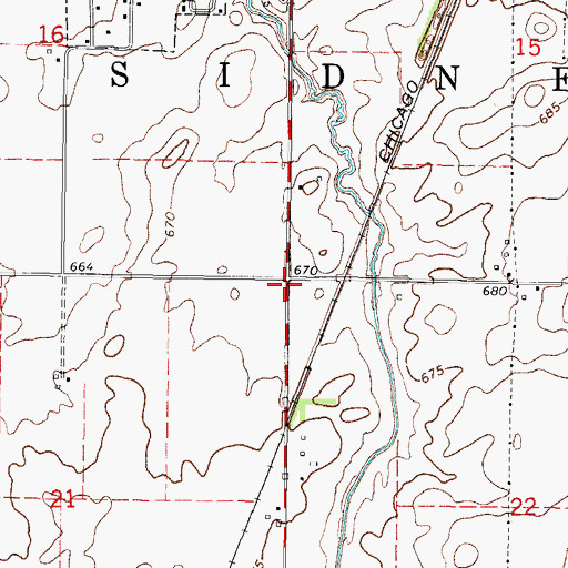 Topographic Map of Township of Sidney, IL