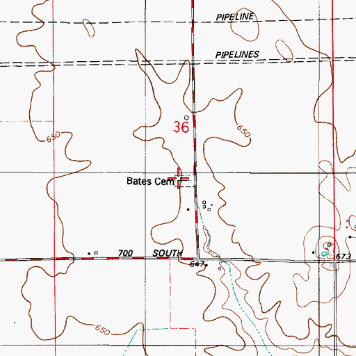 Topographic Map of Bales Cemetery, IN