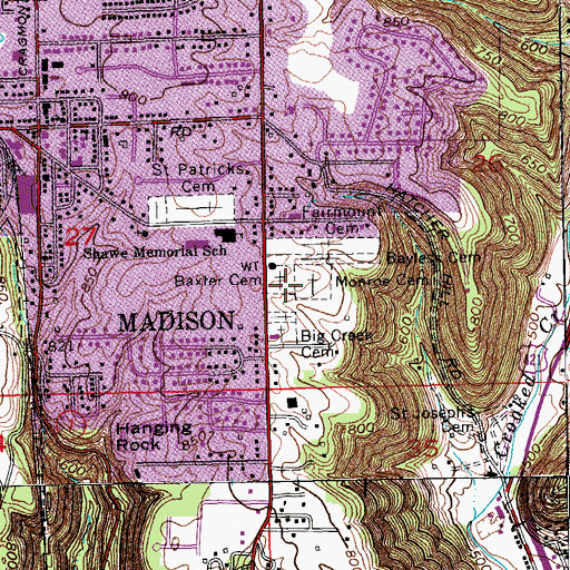 Topographic Map of Baxter Cemetery, IN