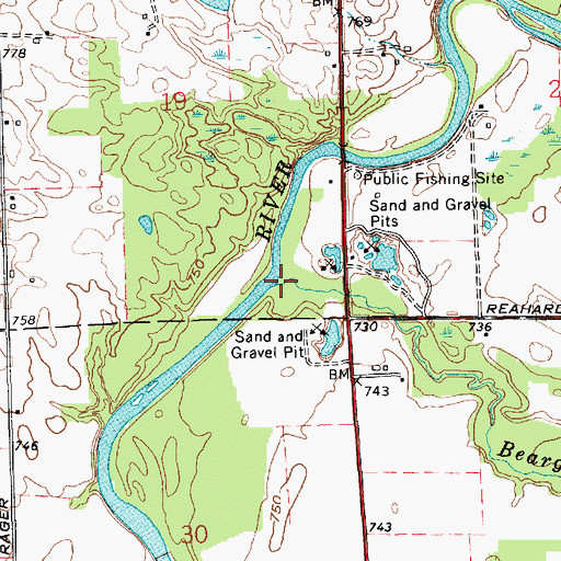 Topographic Map of Beargrass Creek, IN