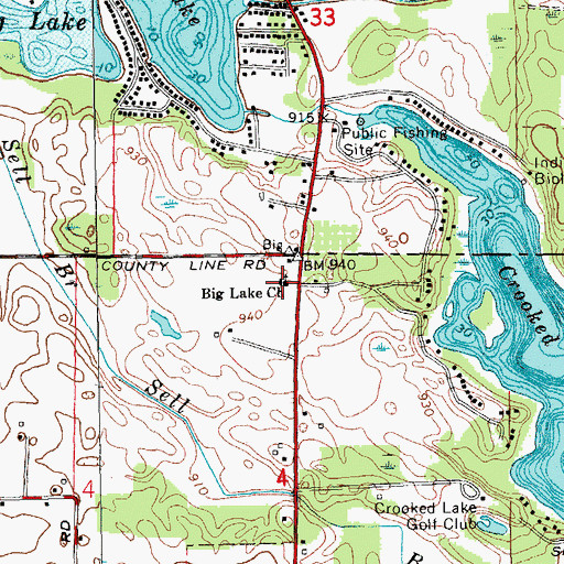 Topographic Map of Big Lake Church, IN