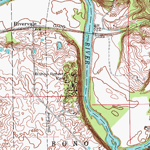 Topographic Map of Bishop Roberts Park, IN