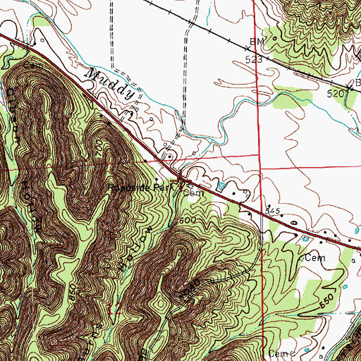 Topographic Map of Burns Hollow, IN