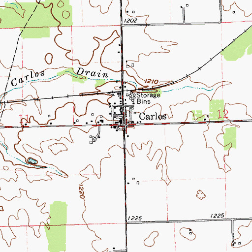 Topographic Map of Carlos, IN