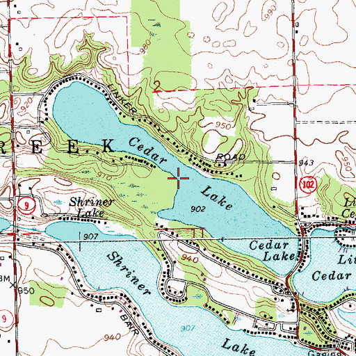 Topographic Map of Cedar Lake, IN